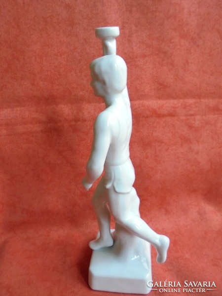 Ritka hollóházi Olimpiai fáklyás porcelán gyertyatartó figura