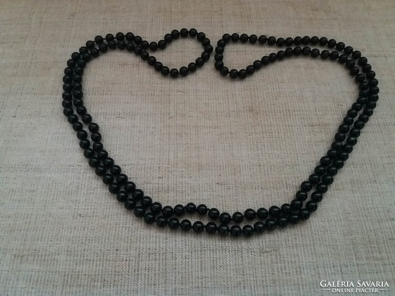 Retro long black porcelain knotted long necklace