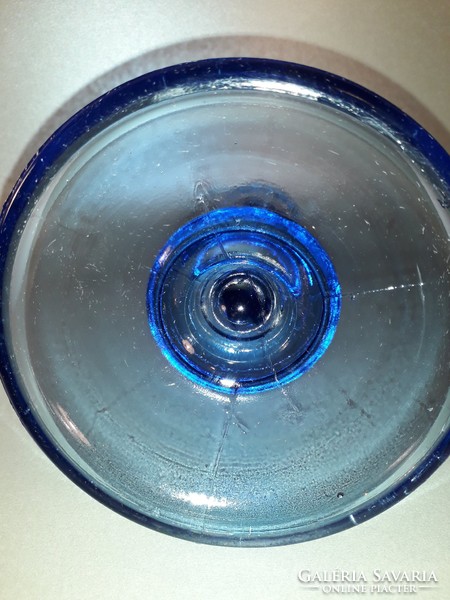 Nyári esték meghitt éke antik nagy méretű öntött üveg kék nőalakos üveg gyertyatartó
