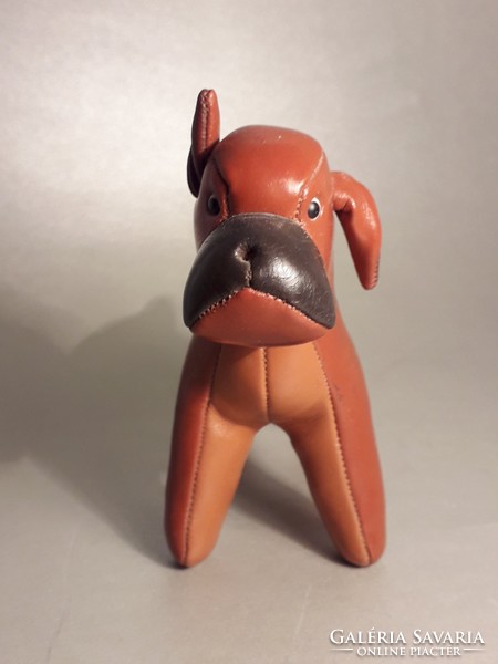 Japanese marked leather boxer dog figurine