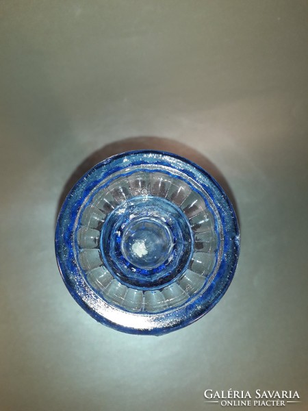 Nyári esték meghitt éke antik nagy méretű öntött üveg kék nőalakos üveg gyertyatartó