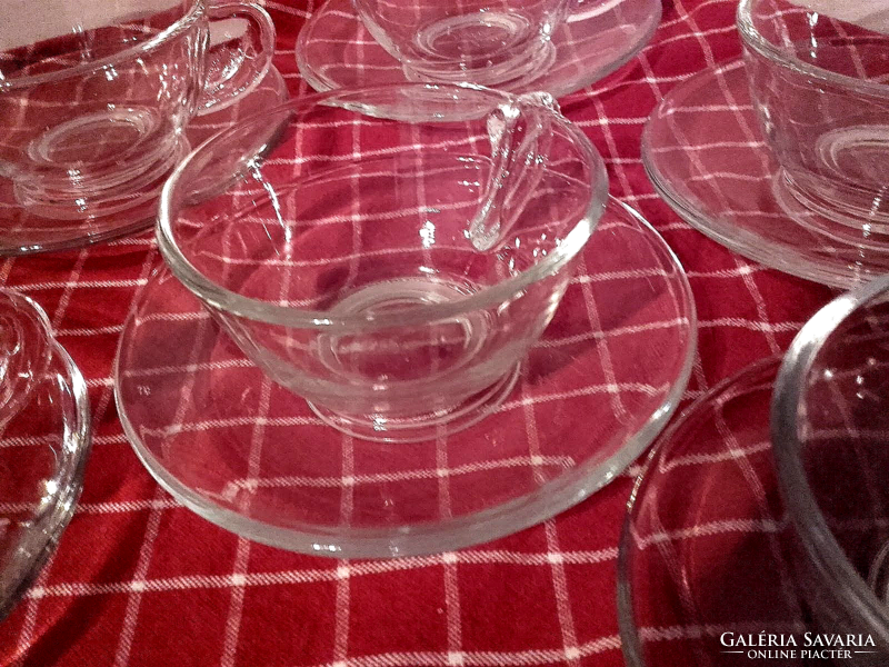 Old bohemia glass made in czechoslovakia thick glass tea set, coffee set