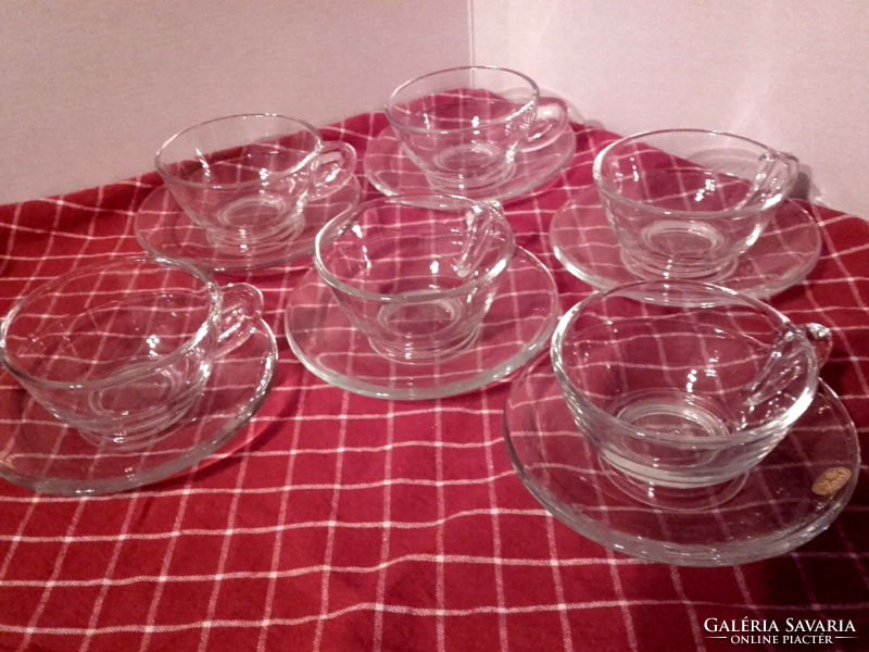 Régi Bohemia Glass Made in Czechoslovakia vastag üveg teás készlet,kávés készlet