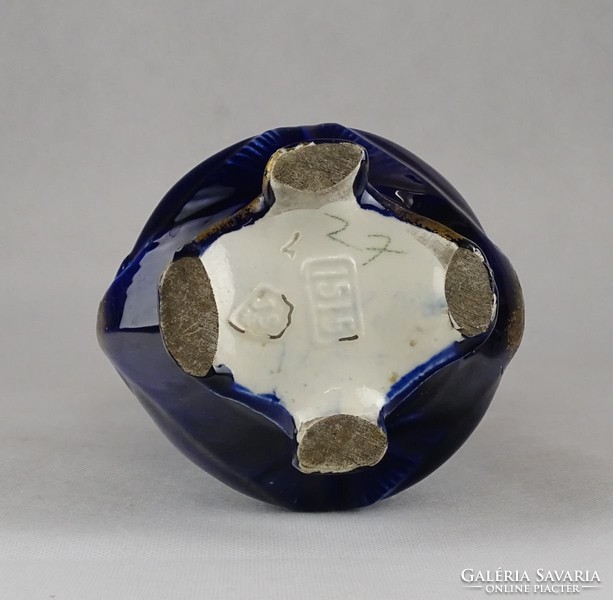 0W615 Régi kobaltkék Josef Strnact majolika váza