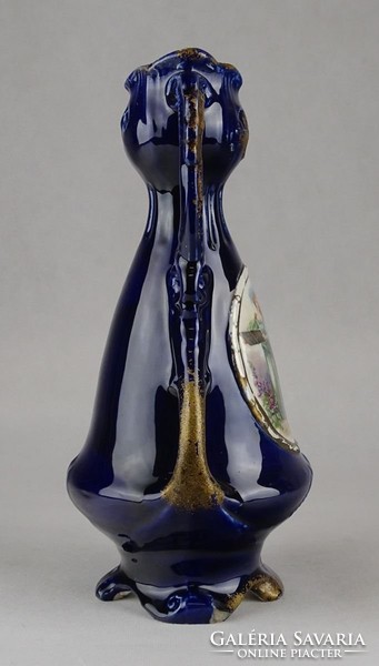 0W615 Régi kobaltkék Josef Strnact majolika váza