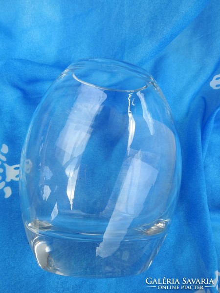 Heavy oval glass vase - glass vase