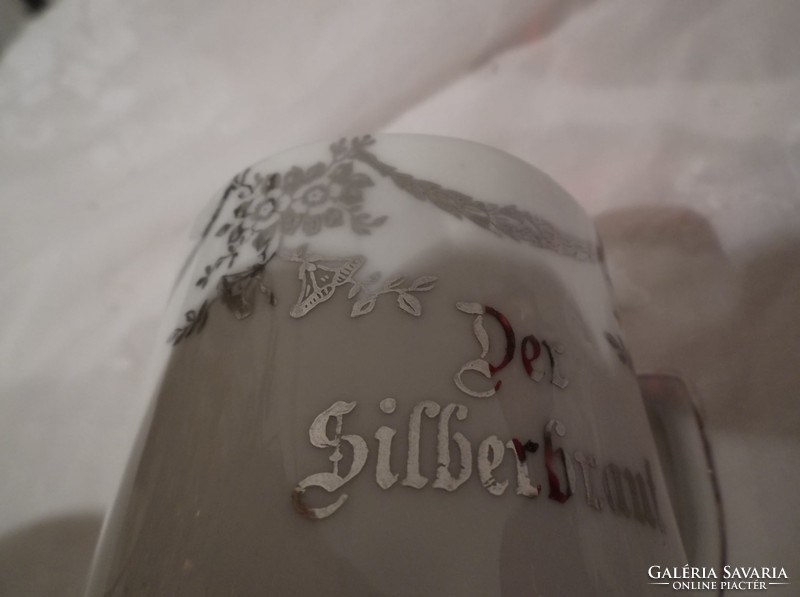 Mug - silver wedding - silver plated - 1.75 Dl - porcelain - German - perfect