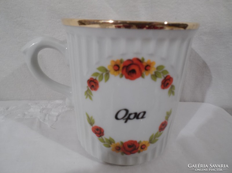 Mug - marked - with grandfather inscription - porcelain - German - 3.5 dl - flawless