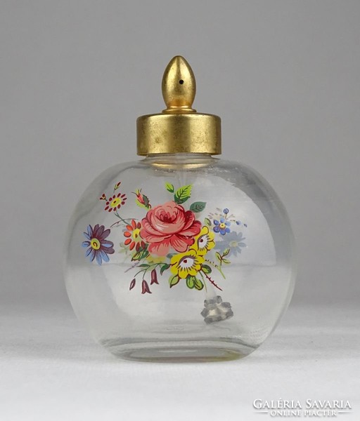 0W761 Régi virágdíszes parfümös üvegcse kisüveg