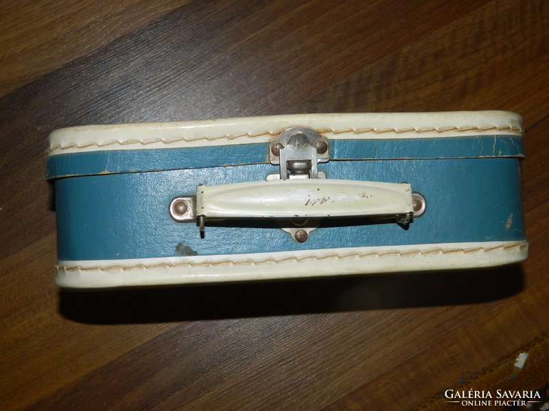 Antik kb. 80 éves gyerek bőrönd - uzsonnázó táska