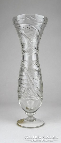 0W978 Kézzel csiszolt jelzett kristály váza 22 cm