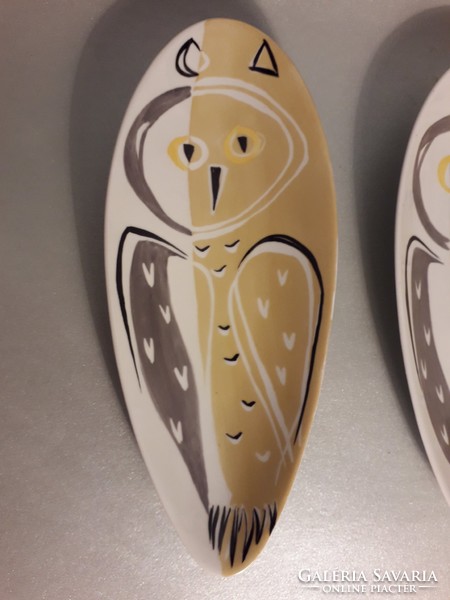 Two for the price of one! Drasche Köbánya porcelain factory art deco hand-painted porcelain owl bowl 2 pcs