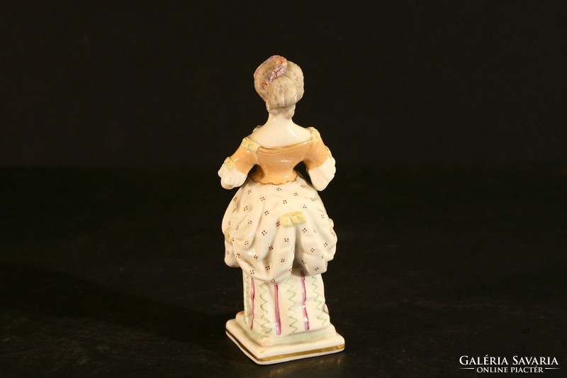 Antik 19.sz. Nymphenburg Porcelán Figura Kislány Nő 10,5cm Hibátlan
