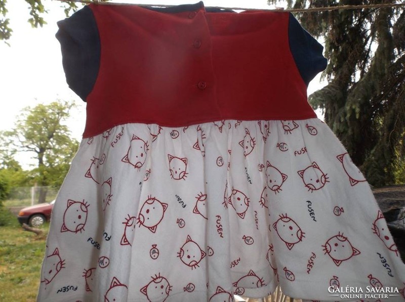 Dress - kitten - girl's dress - English - cotton shoulder 23 cm - length 36 cm - like new