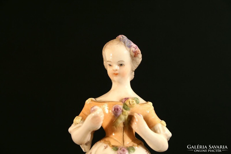 Antik 19.sz. Nymphenburg Porcelán Figura Kislány Nő 10,5cm Hibátlan