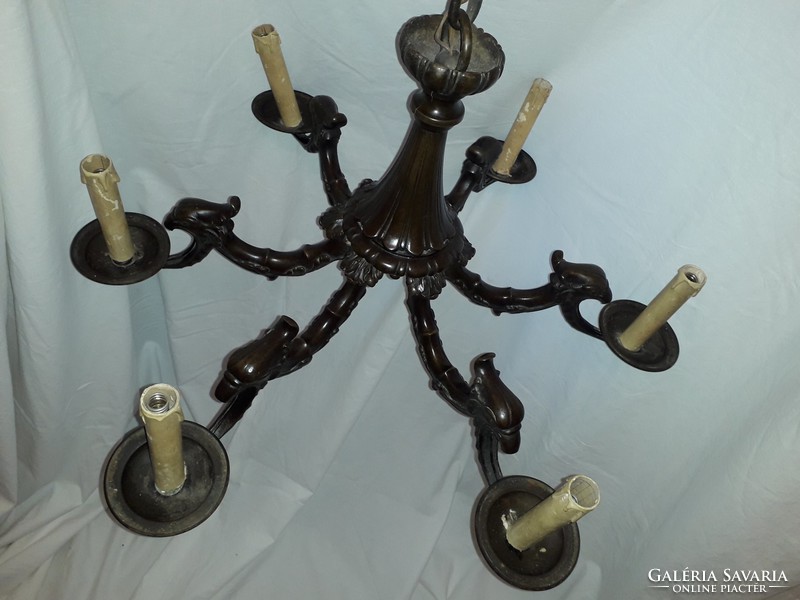 Now it's worth it!!! Antique extremely rare!!! A special bronze chandelier with a six-branched harpy or eagle head