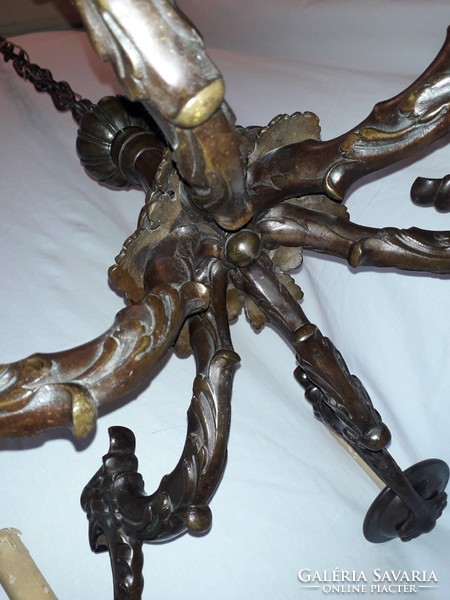 Now it's worth it!!! Antique extremely rare!!! A special bronze chandelier with a six-branched harpy or eagle head
