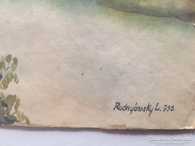 Rudnyánszky l: tópart 1936., Signed, watercolor painting