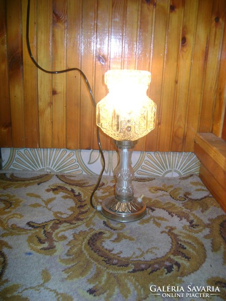 Régi asztali lámpa - üveg, fém