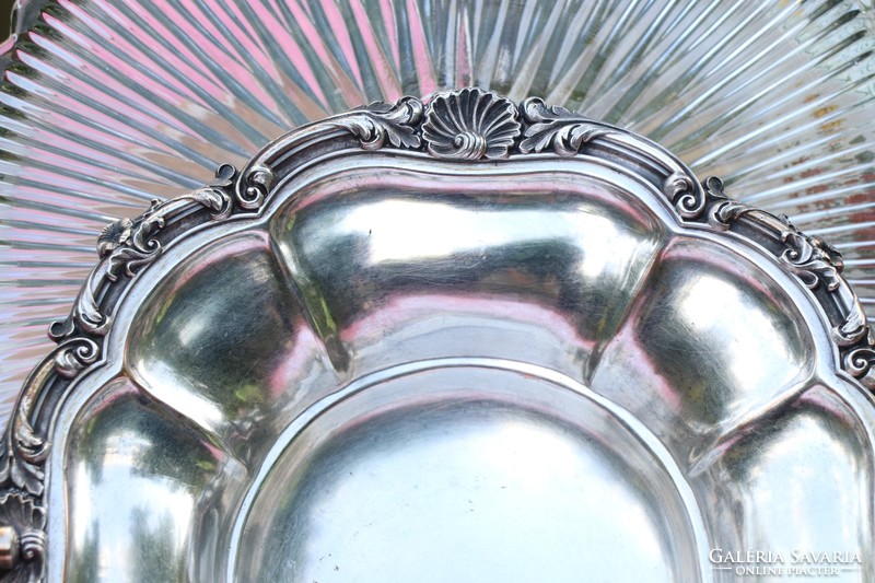 Viktoriánus antik ezüstözött tál ,kínáló 