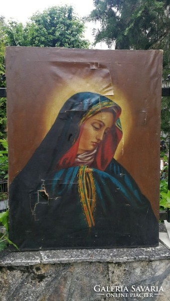 Antik barokk festmény ,Mária ( sérült ) Mérete:69x53