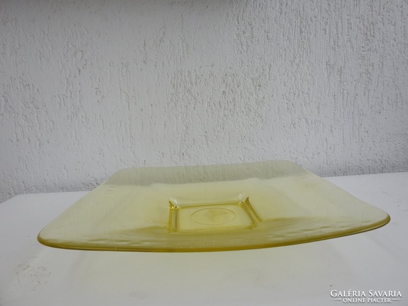 Extra nagy - sárga üveg asztalközép - tál - / 40 cm * 7 cm / 3 kg