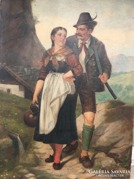 Menyetske and the hunter-German oil painting-marked-j.Scheren/scherer?/