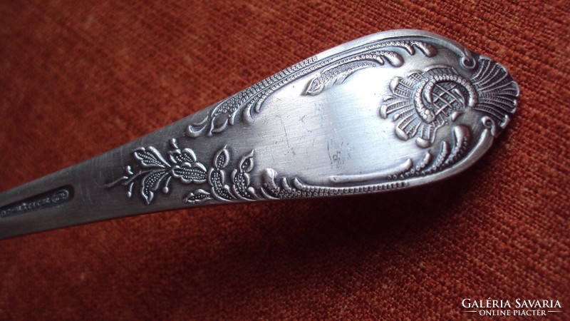 Thick silver-plated (fork, soup spoon, dessert spoon) Art Nouveau handle cutlery set.
