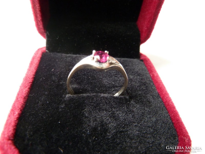 Antique 14k ring with genuine 0.5 ct ruby and diamonds