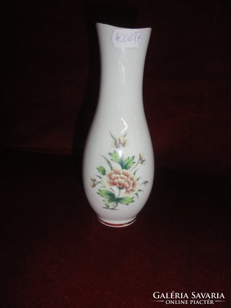 Hollóházi porcelán váza, 18 cm magas (zöld, sárga virágmintás).  Vanneki!