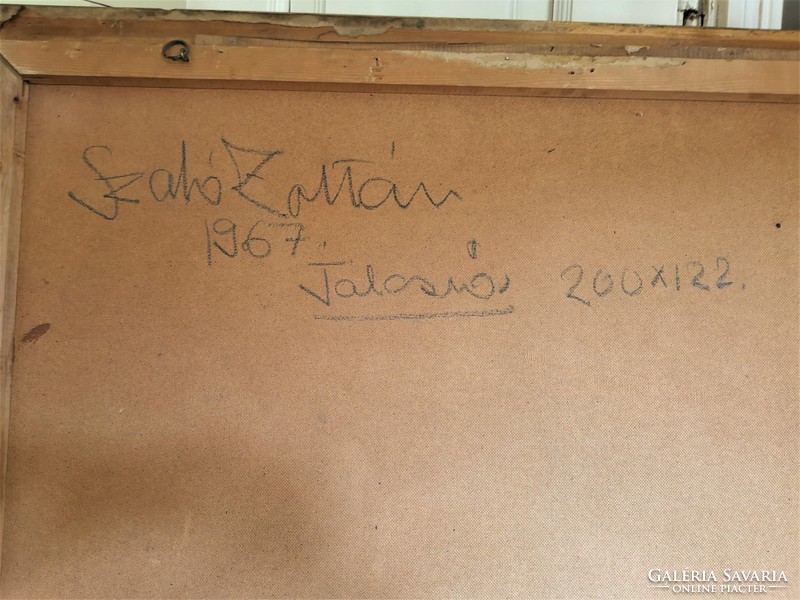 210x130cm Angyalföldi Szabó Zoltán (1929 - 2014 ) Tálas Asszony1967 olajfestménye GARANCIÁVAL !!