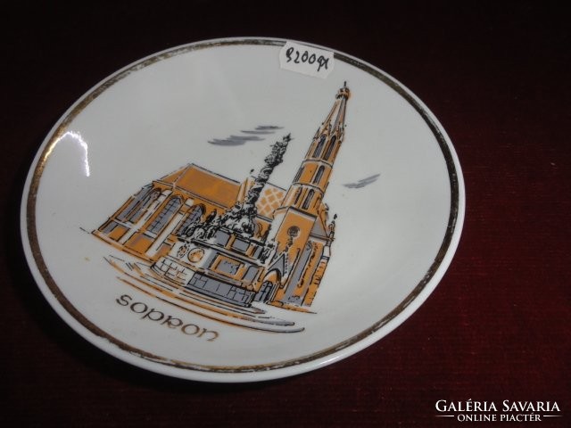 Hollóház porcelain decorative plate, picture depicting sopron, diameter 15 cm. He has!