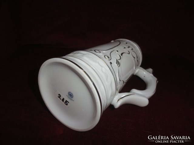Hollóházi porcelán sörös korsó , 20,5  cm magas (Kapuvárt  ábrázoló kép). Vanneki!