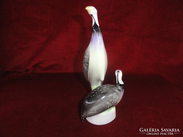 Hollóház porcelain, figural statue, pair of birds (guinea fowl), 19.5 cm high. He has!