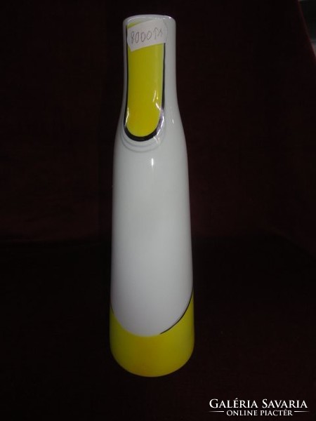 Hollóházi porcelán  váza, sárga/fehér színben, 25 cm magas. Vanneki!