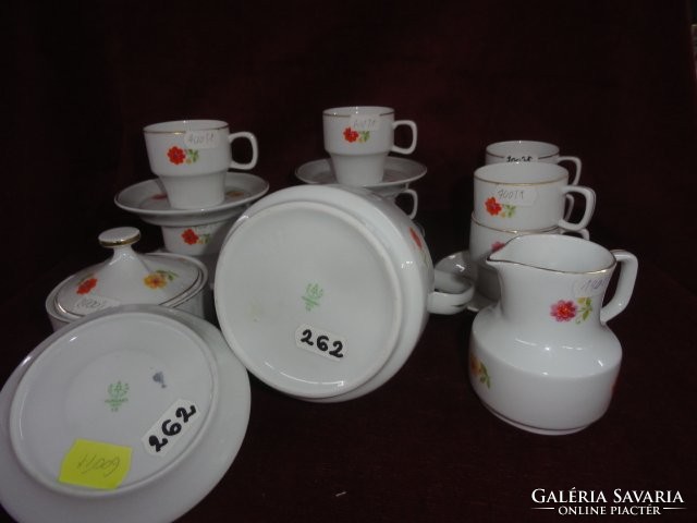 Hollóház porcelain coffee set, 15 pieces, floral pattern. He has!