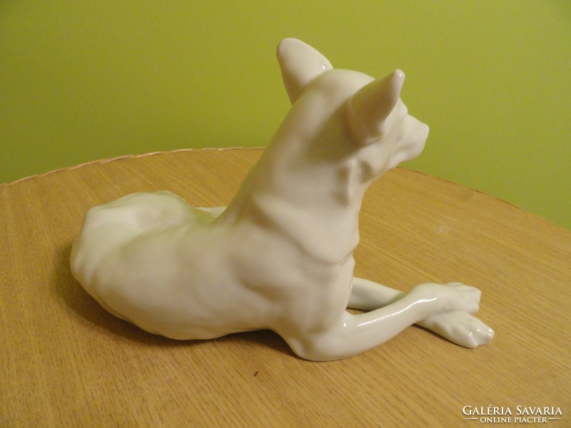 Herend porcelain dog, German Shepherd, white, tsz: 5390, printed. With the inscription Herend. He has!