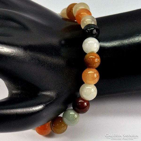 Real, 100% natural multi-color Thai jade bracelet 79.98 ct (8mm round beads)