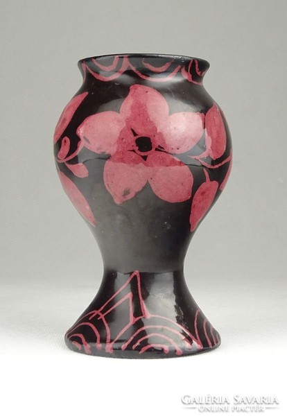 0T969 Régi jelzett vásárhelyi kerámia váza 11.5 cm
