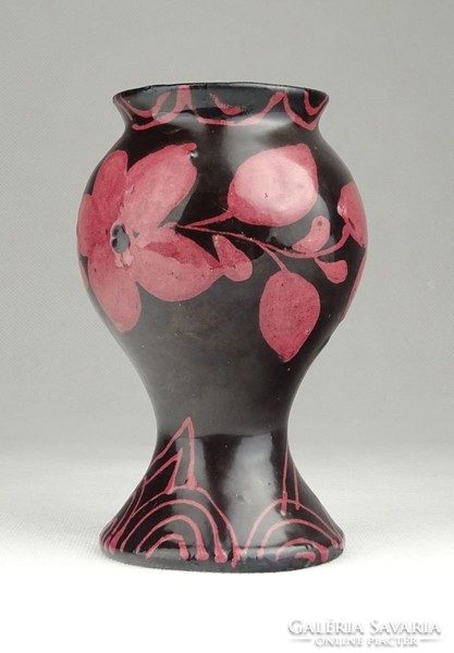 0T969 Régi jelzett vásárhelyi kerámia váza 11.5 cm