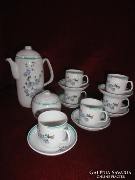 Hollóház porcelain coffee set with blue flower pattern, 14 pieces. He has!