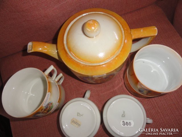 Drasche porcelain tea set, 7 pieces. ' Canna has 7 cups! Jokai