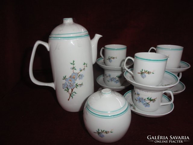 Hollóház porcelain coffee set with blue flower pattern, 14 pieces. He has!