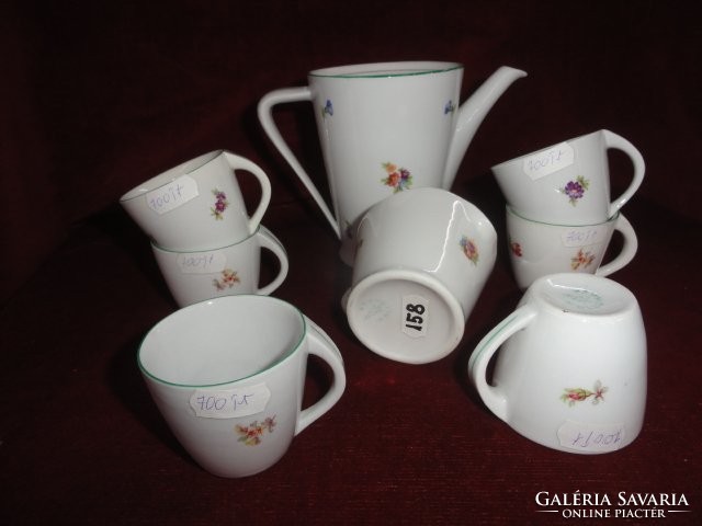 Hollóház porcelain coffee set, 14 pieces. With tiny floral pattern. He has!