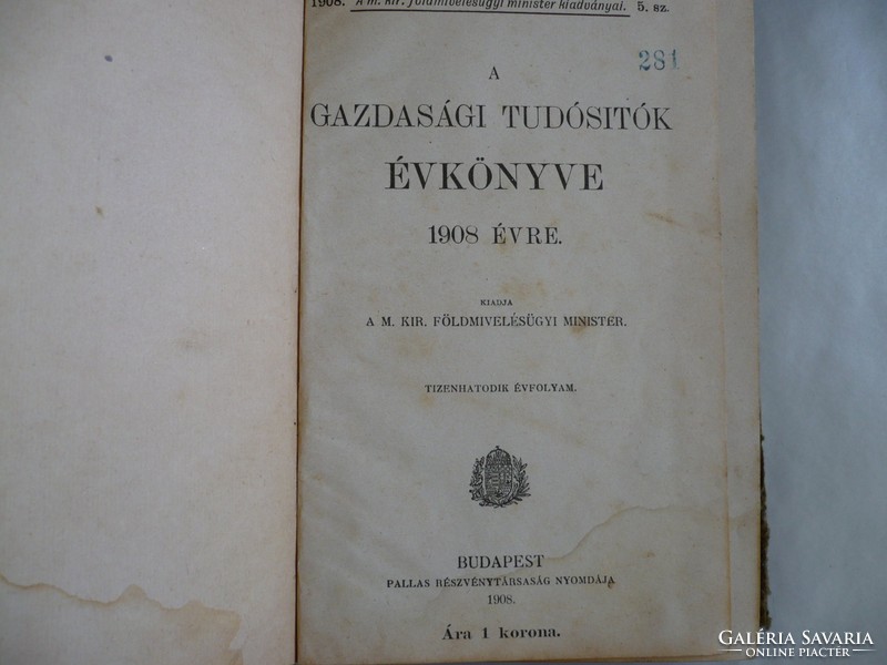 Egy 1908-as kiadású ritka évkönyv