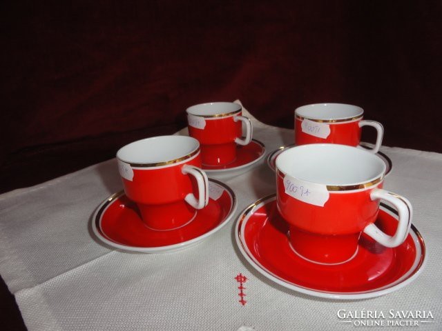 Hollóházi porcelán kávés pohár + alátét, piros színű. Vanneki!