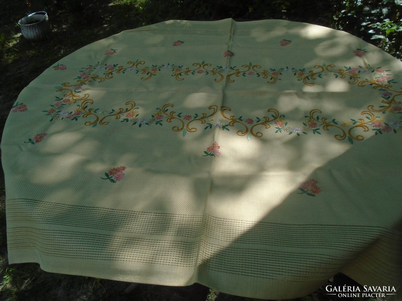 160 X 100 cm hand embroidered cotton tablecloth.