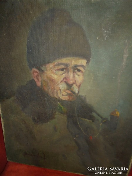 Szignált olaj vászon portré fellel állapotában