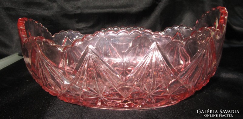 Art deco deco salmon pink glass coffee house dish boat dish exceptionally spectacular