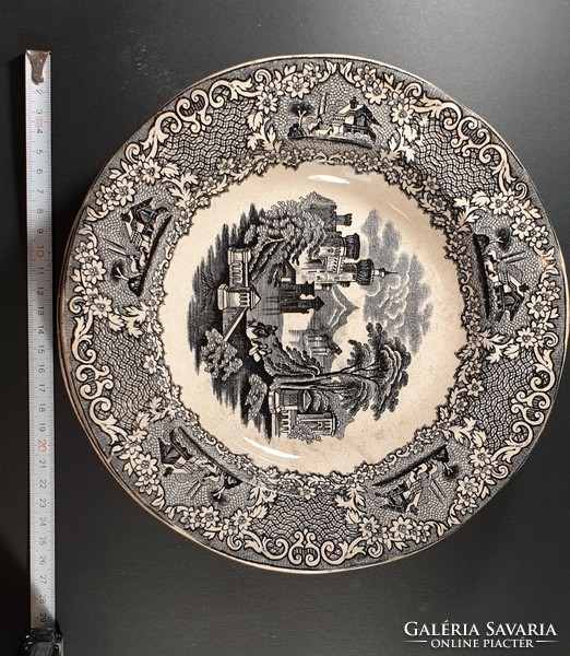 Antique English plate set of 2 kannreuther & co. 19Th century brown transferware plate Birmingham